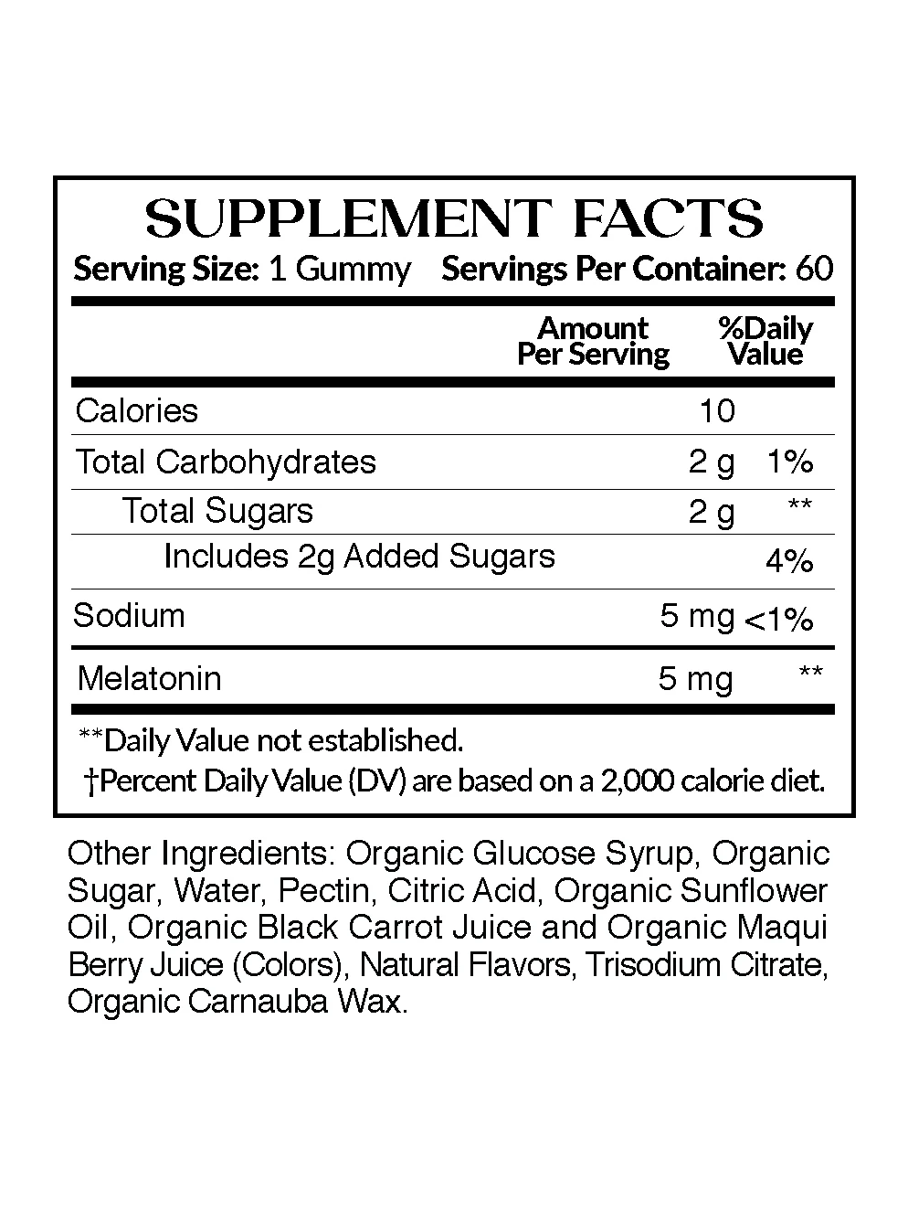 0525 5mg Melatonin Gummy supplement facts 1080x